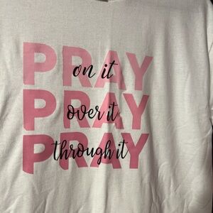 Gildan White Tee with Pink and Black Print